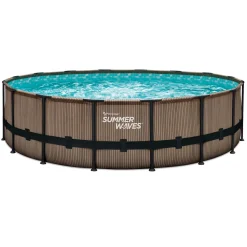 Summer Waves Elite Frame Pool 488x488x122cm Teak Optik