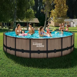 Summer Waves Elite Frame Pool 488x488x122cm Teak Optik