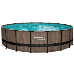 Summer Waves Elite Frame Pool 549x549x132cm Teak Optik