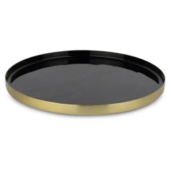 Tablett rund Metall 21 cm gold-schwarz