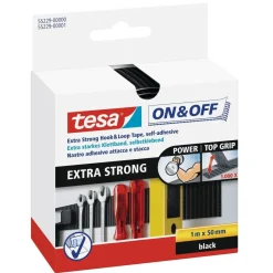 Tesa Klettstreifen Extrastark schwarz 50 mmx1m selbstklebend