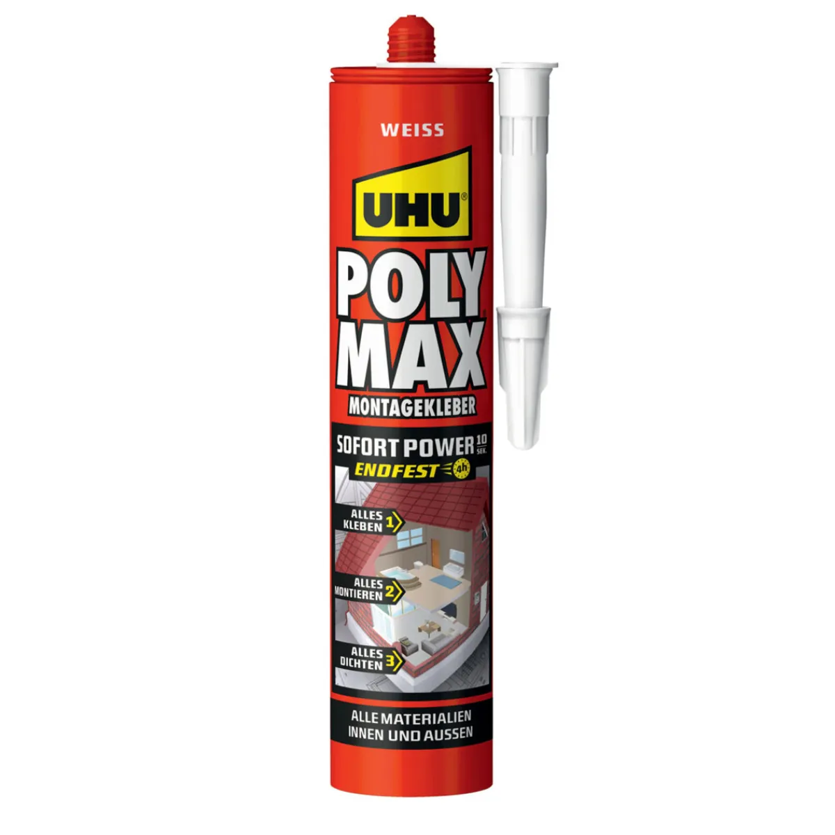 Montagekleber Poly Max Sofort Power weiss 425 g*UHU Clearance