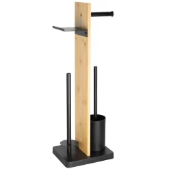 Stand- WC- Garnitur 3 in 1 Bambus/ Eisen mit Rollen-u Ersatzrollenhalter u Ablage*Valblue Hot