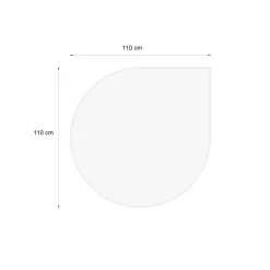 Valo Kamin Glasbodenplatte, Tropfenform, Stärke 8mm, 110x110cm
