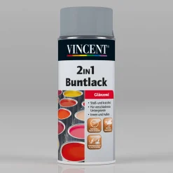 2in1 Buntlack Spray Silbergrau glänzend 0,15 L^Vincent Clearance