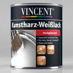 Vincent Kunstharz Weißlack Brilliantweiß hochglänzend 125 ml