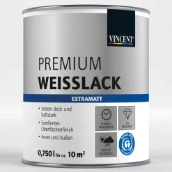 Vincent Premium Weißlack RAL 9001 Cremeweiß extramatt 375 ml