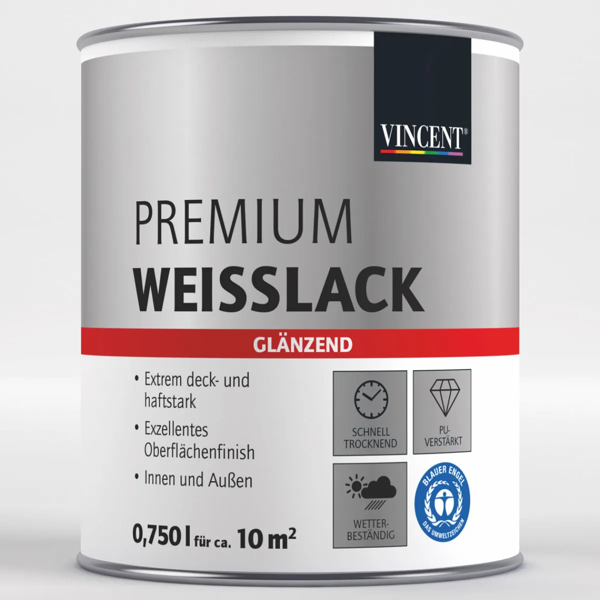 Vincent Premium Weißlack RAL 9010 Reinweiß glänzend 750 ml