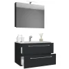 VCM Waschplatz 80 cm 3-teilig 2 Schubfächer mit Spiegelschrank schwarz