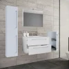 Waschplatz 80 cm 5-teiliges Set 2 Schubfächer mit Spiegelschrank weiß^VCM New