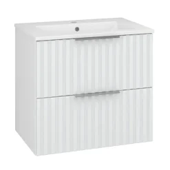 Waschtisch Amy, 60cm, Farbe: Matt-Weiss, mit 2 Schubladen und Soft-Close-Funktion