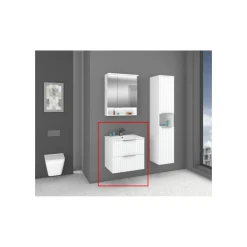 Waschtisch Amy, 60cm, Farbe: Matt-Weiss, mit 2 Schubladen und Soft-Close-Funktion