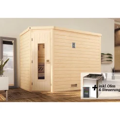 Weka Design-Sauna Cubilis Größe 2 Sparset 7,5kW Bio S Glastuer und Fenster