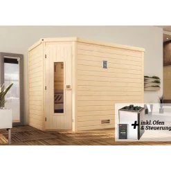 Design-Sauna Cubilis Größe 2 Sparset 7,5kW OS Glastuer und Fenster^Weka Online