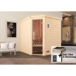 Design-Sauna Cubilis Größe 1 Sparset 7,5kW Bio S Glastuer und Fenster^Weka Outlet