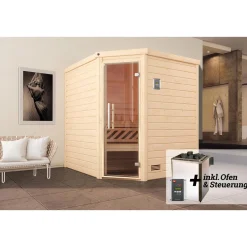 Design-Sauna Cubilis Größe 1 Sparset 7,5kW OS Glastuer und Fenster*Weka Sale