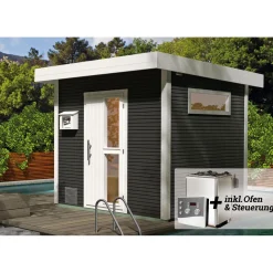 Design-Saunahaus Kuopio Sparset 9,0 kW OS inkl analoger Steuerung natur*Weka Discount