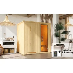 Elementsauna Halmstad Größe 1 Sparset 7,5 kW Bio S Massivholztuer*Weka Discount