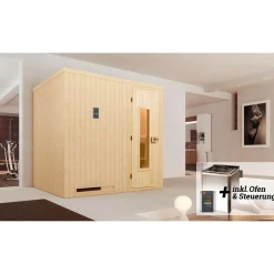 Elementsauna Halmstad Größe 1 Sparset 7,5 kW Bio S Massivholztuer^Weka Hot