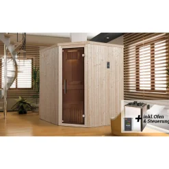 Elementsauna Varberg Größe 1 Sparset 7,5 kW OS Glastuer und Fenster*Weka