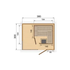 Massivholz-Sauna Valida Größe 4 Sparset 9,0 kW K inkl integrierter Steuerung^Weka Best