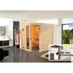 Massivholz-Sauna Valida Größe 4 Sparset 9,0 kW K inkl integrierter Steuerung*Weka Online