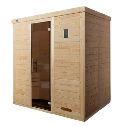 Premium Massivholz-Elementsauna Kemi Eck Größe 3 Sparset 7,5 kW OS*Weka