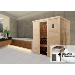 Premium Massivholz-Elementsauna Kemi Größe 3 Sparset 7,5 kW Bio S*Weka New