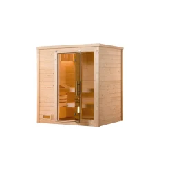 Premium Massivholz-Sauna Bergen Größe 1 Sparset 7,5 kW OS Glastuer*Weka Best