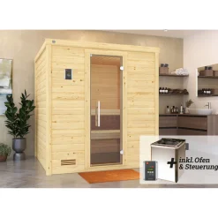 Premium Massivholz-Sauna Bergen Größe 2 Sparset 7,5 kW Bio S*Weka Online