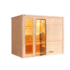 Premium Massivholz-Sauna Bergen Größe 3 Sparset 7,5 kW OS Glastuer*Weka Outlet