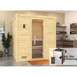 Weka Premium Massivholz-Sauna Bergen Größe 2 Sparset 7,5 kW OS