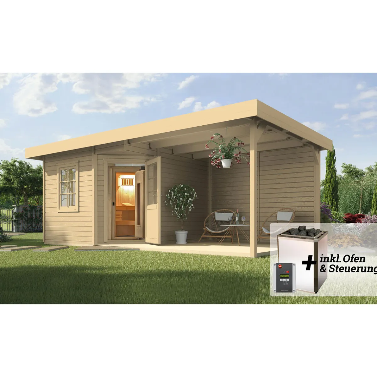 Saunahaus Salo Größe 1 Sparset 7,5 kW OS natur^Weka Online