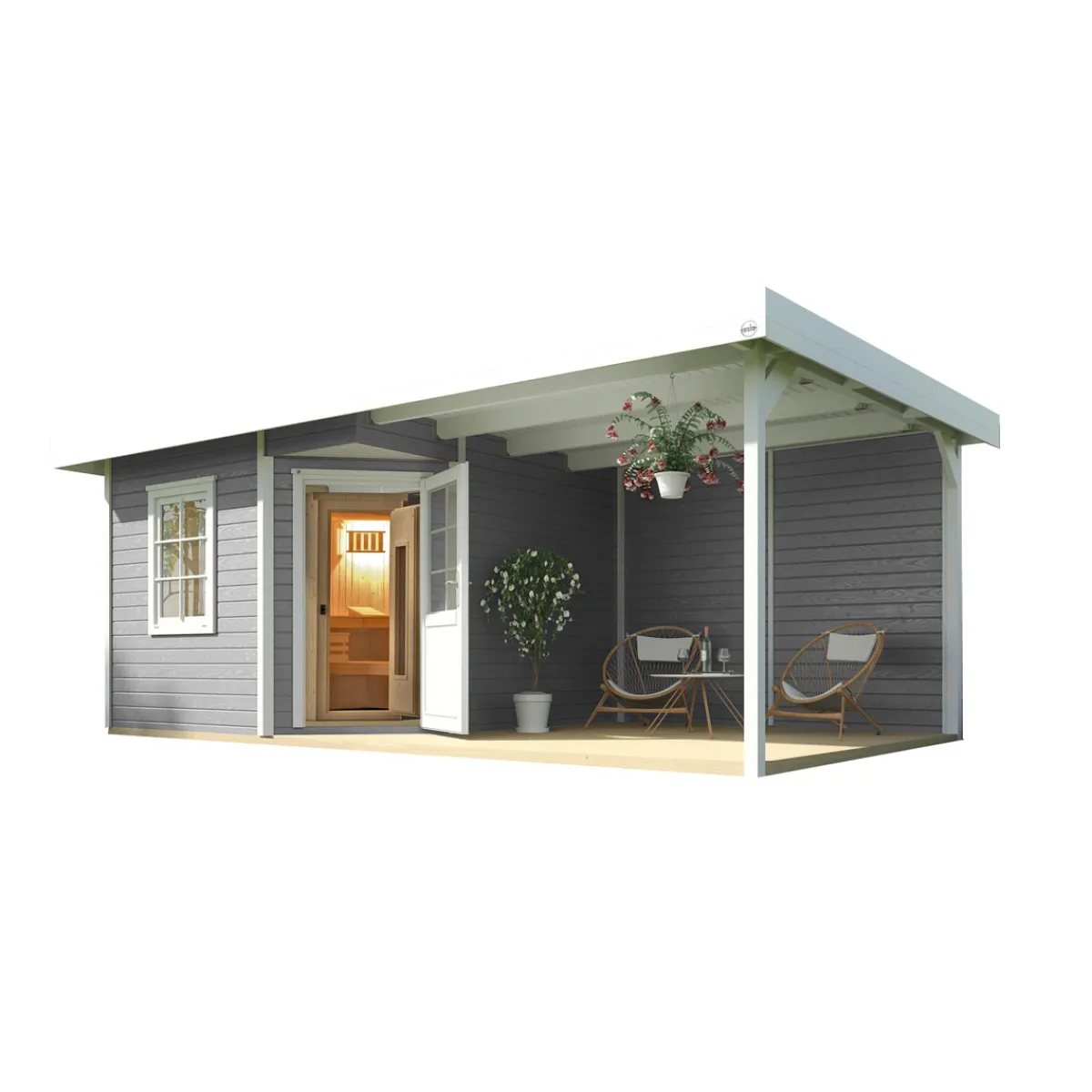 Saunahaus Salo Größe 2 Sparset 7,5 kW OS grau^Weka New