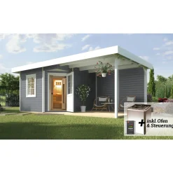Saunahaus Salo Größe 2 Sparset 7,5 kW OS grau^Weka New