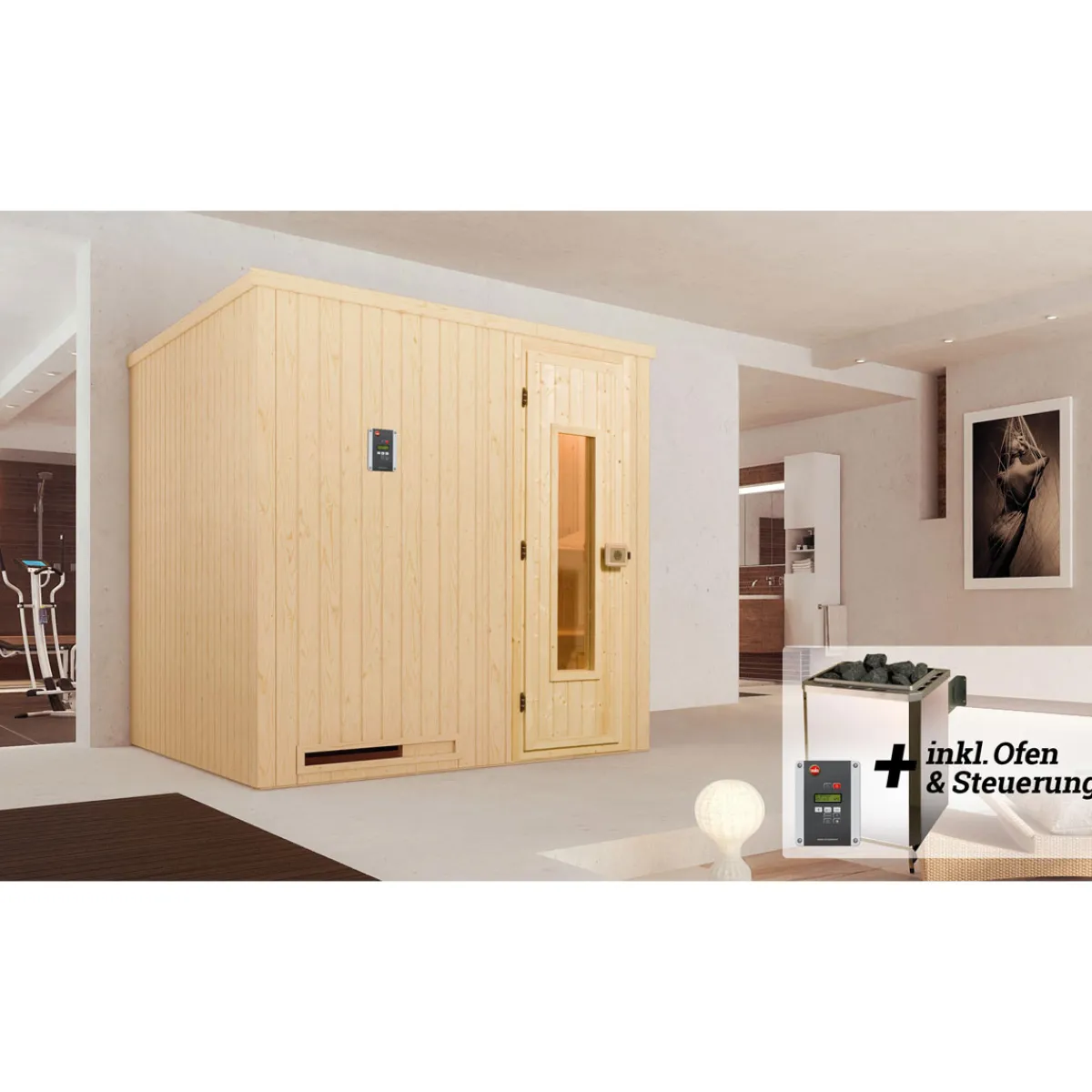 Saunahaus Salo Größe 2 Sparset 7,5 kW Bio S anthrazit^Weka New