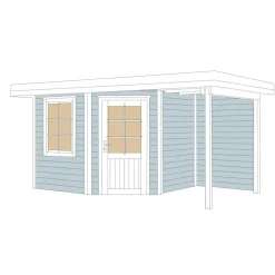 Designhaus 213 A mit Anbau 150 cm 5-Eck 442 x 278 x 237 cm grau^Weka