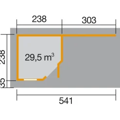 Designhaus 213 B mit Anbau 300 cm 5-Eck schwarz*Weka Hot