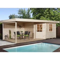 Designhaus 213 B mit Anbau 300 cm 5-Eck braun*Weka Best