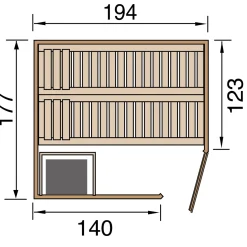 Elementsauna „Kiruna 2“ GT, 230V, 4,5 kW, Bio*Weka Hot