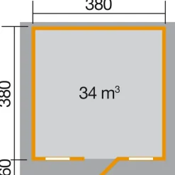 Gartenhaus 135 Größe 1/2 380 x 380 x 262 cm*Weka Hot