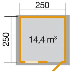 Gartenhaus Premium 28 mm Flügetür 250 x 250 cm*Weka Best