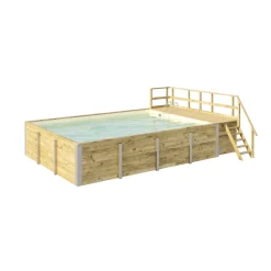 Pool Rechteckig Größe 2 b 401,5 x 641,5 cm inkl Technikraum/Sonnendeck und FilteranlageFolie sand^Weka Outlet