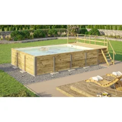 Pool Rechteckig Größe 2 b 401,5 x 641,5 cm inkl Technikraum/Sonnendeck und FilteranlageFolie sand^Weka Outlet
