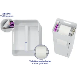6 in 1 Stand WC-Garnitur Imon Weiß matt integrierter Toilettenpapierhalter WC-Bürstenhalter Ersatzrollenhalter Stauraumfächer und Ablage*Wenko Outlet