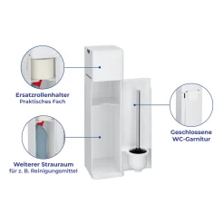 6 in 1 Stand WC-Garnitur Imon Weiß matt integrierter Toilettenpapierhalter WC-Bürstenhalter Ersatzrollenhalter Stauraumfächer und Ablage*Wenko Outlet