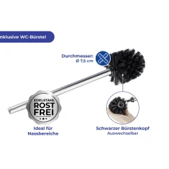 6 in 1 Stand WC-Garnitur Imon Weiß matt integrierter Toilettenpapierhalter WC-Bürstenhalter Ersatzrollenhalter Stauraumfächer und Ablage*Wenko Outlet