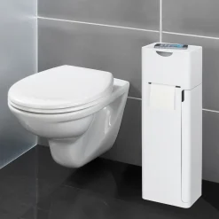 6 in 1 Stand WC-Garnitur Imon Weiß matt integrierter Toilettenpapierhalter WC-Bürstenhalter Ersatzrollenhalter Stauraumfächer und Ablage*Wenko Outlet