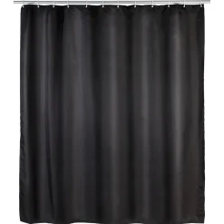 Wenko Anti-Schimmel Duschvorhang Uni Black Textil Polyester 180 x 200 cm waschbar