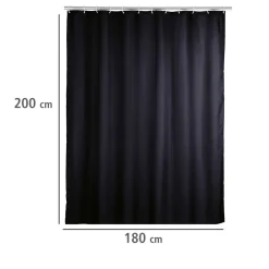 Wenko Anti-Schimmel Duschvorhang Uni Black Textil Polyester 180 x 200 cm waschbar